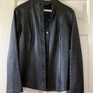 Black leather shirt/jacket black leather skirt